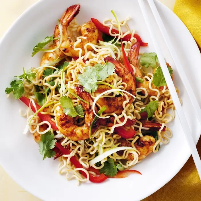 Prawn & noodle salad with crispy shallots (Vietnamese Seafood)